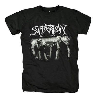 Black Suffocation Rock Band Graphic Print T Shirt Fashion Hip Hop