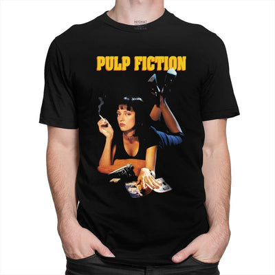 Vintage Pulp Fiction T Shirt Men Mia Wallace Tshirt Quentin Tarantino