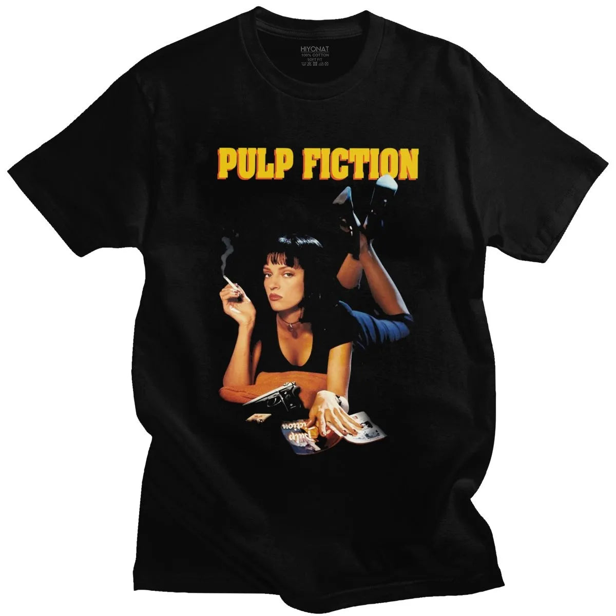 Vintage Pulp Fiction T Shirt Men Mia Wallace Tshirt Quentin Tarantino