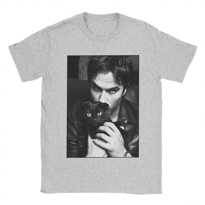 Ian Somerhalder Men's T Shirts Damon Salvatore Vampire Funny Tee Shirt