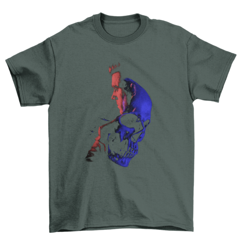 Awesome Man and Skull bone thrilling double exposure t-shirt