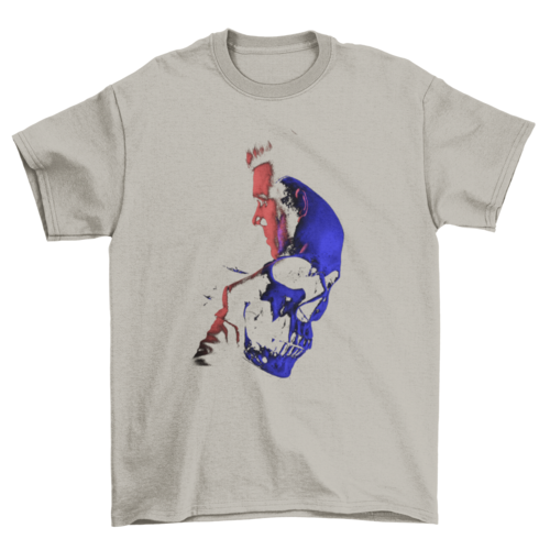 Awesome Man and Skull bone thrilling double exposure t-shirt