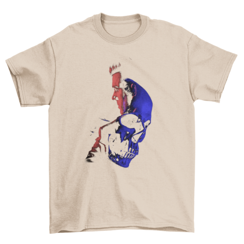 Awesome Man and Skull bone thrilling double exposure t-shirt