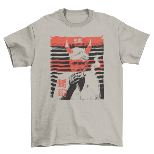 Devil smoking photographic t-shirt design