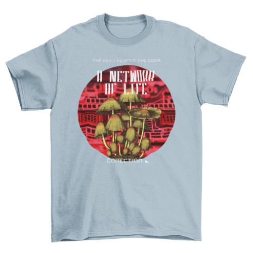 Radioactive t-shirt template fungi mushrooms quote "A network of life"