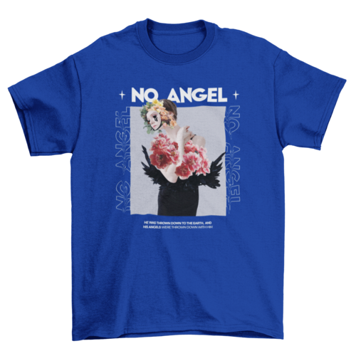 Fashion Dark Goth Masked Quote "No Angel" floral girl collage t-shirt